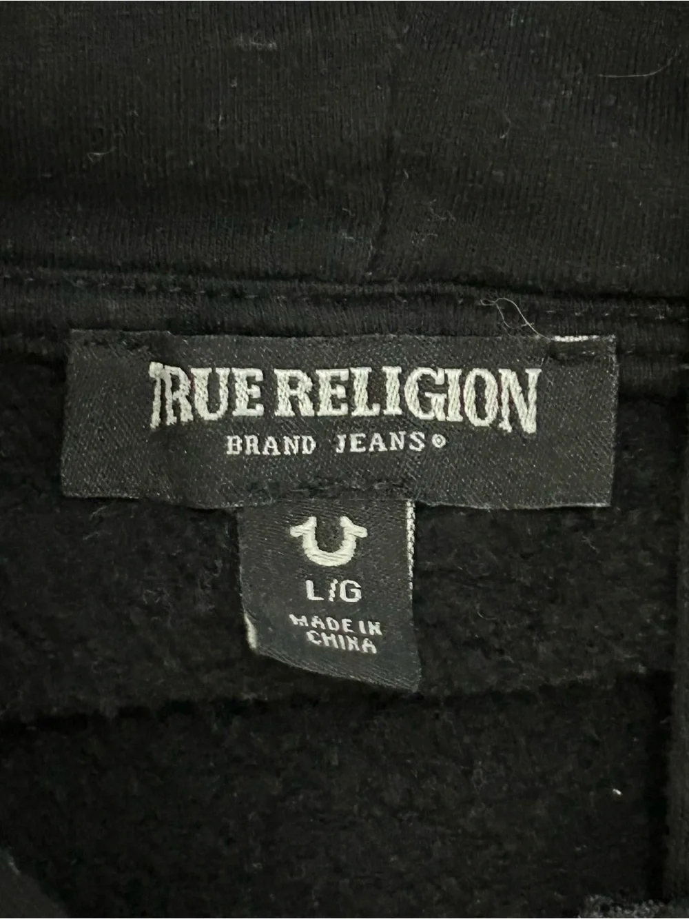 True Religion Men’s Black Hoodie Size Large Full Zip Excellent Condition
